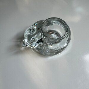 SET OF 2 VINTAGE SLEEPING CAT CANDLE HOLDER PAPERWEIGHT